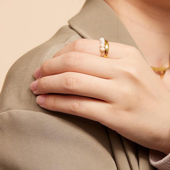 magnolia ring met zoetwaterparels | 18k Goud