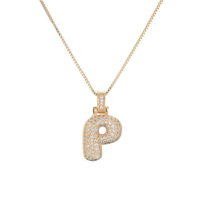 Pave Bubble Halsketting met Initialen | 18k Goud