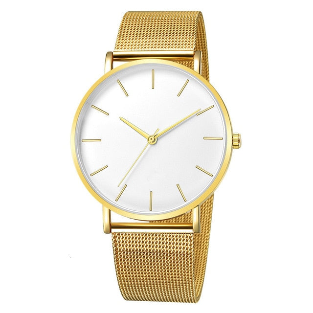 Minimalistische RVS Mesh Quartz Horloge