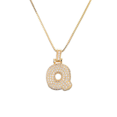Pave Bubble Halsketting met Initialen | 18k Goud