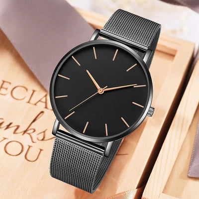 Minimalistische RVS Mesh Quartz Horloge
