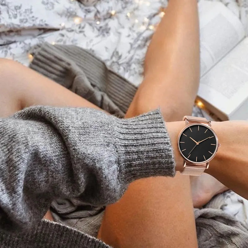 Minimalistische RVS Mesh Quartz Horloge
