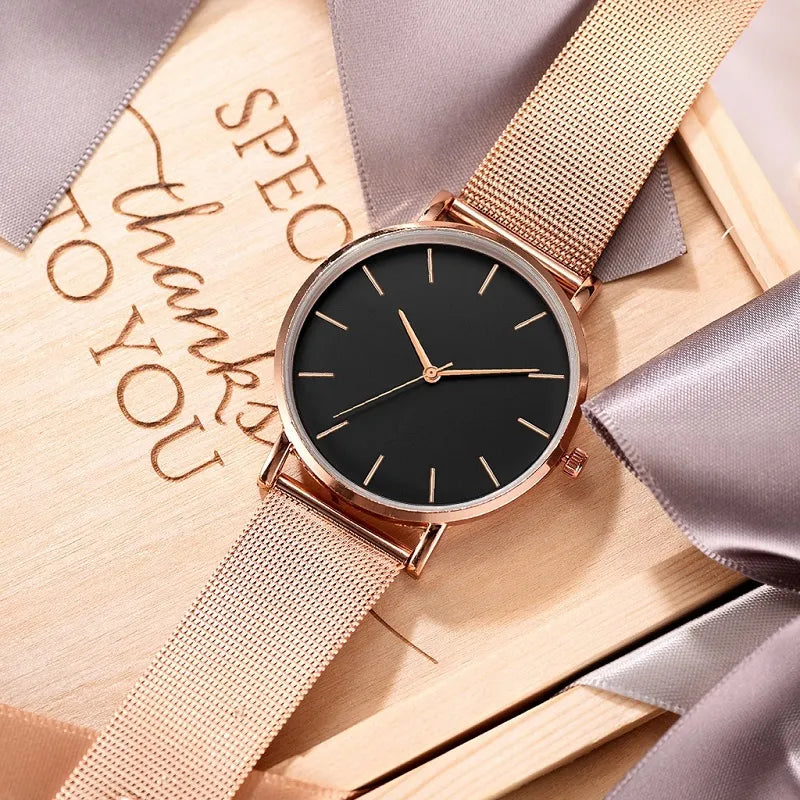 Minimalistische RVS Mesh Quartz Horloge