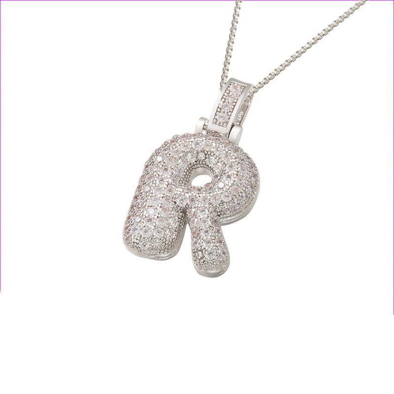 Pave Bubble Halsketting met Initialen | 18k Goud