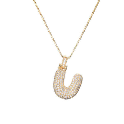 Pave Bubble Halsketting met Initialen | 18k Goud