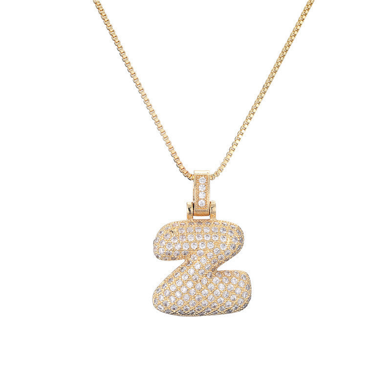 Pave Bubble Halsketting met Initialen | 18k Goud